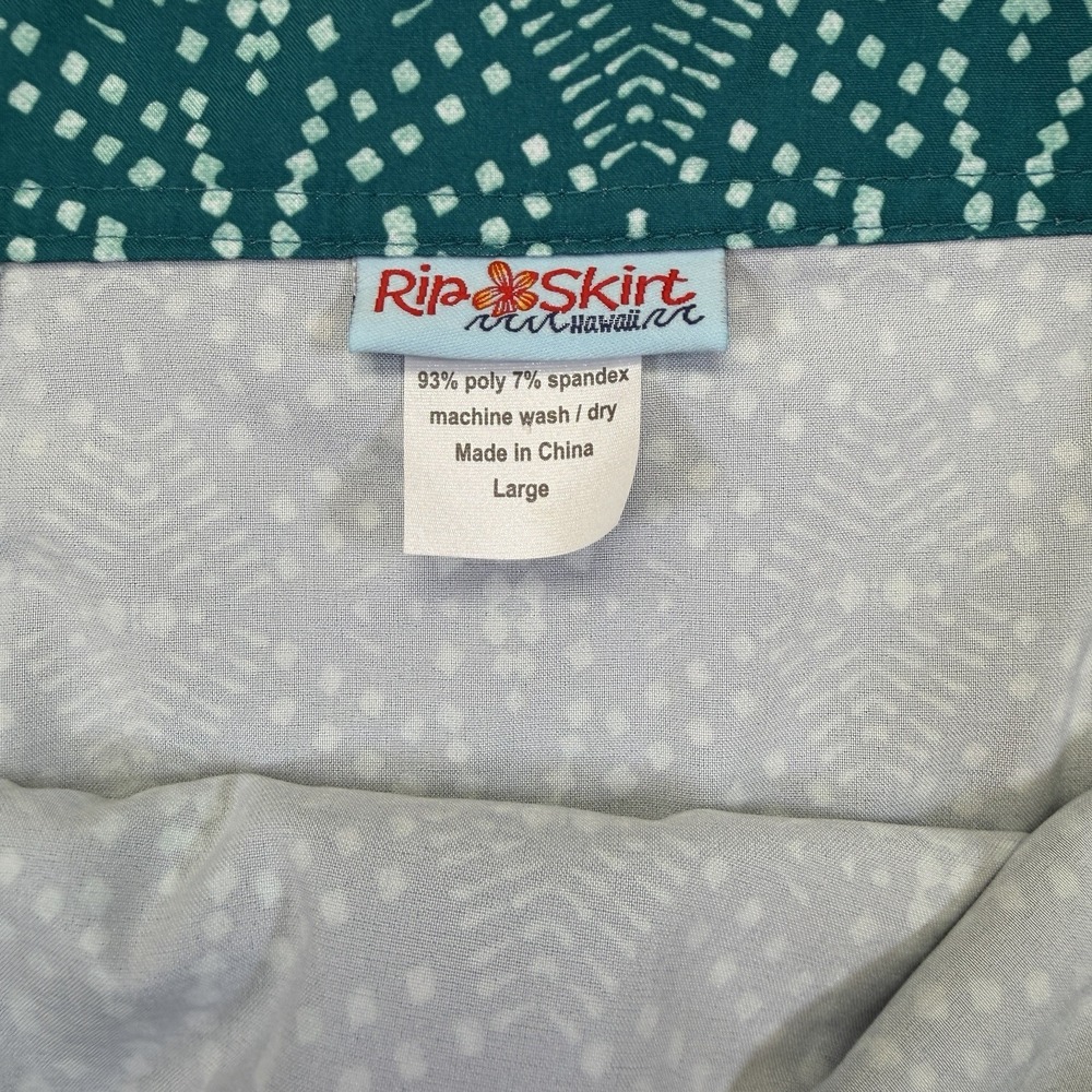 RipSkirt Hawaii Skirt Womens L Teal Batik Print Wrap Length 1 - Picture 6 of 6
